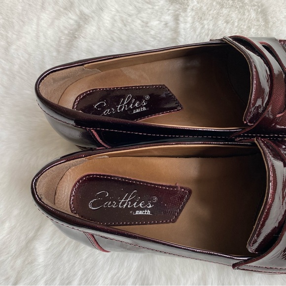 Earthies By Earth Braga Wine Burgundy Patent Leather Penny Loafers | Sz 7.5 - Picture 4 of 10